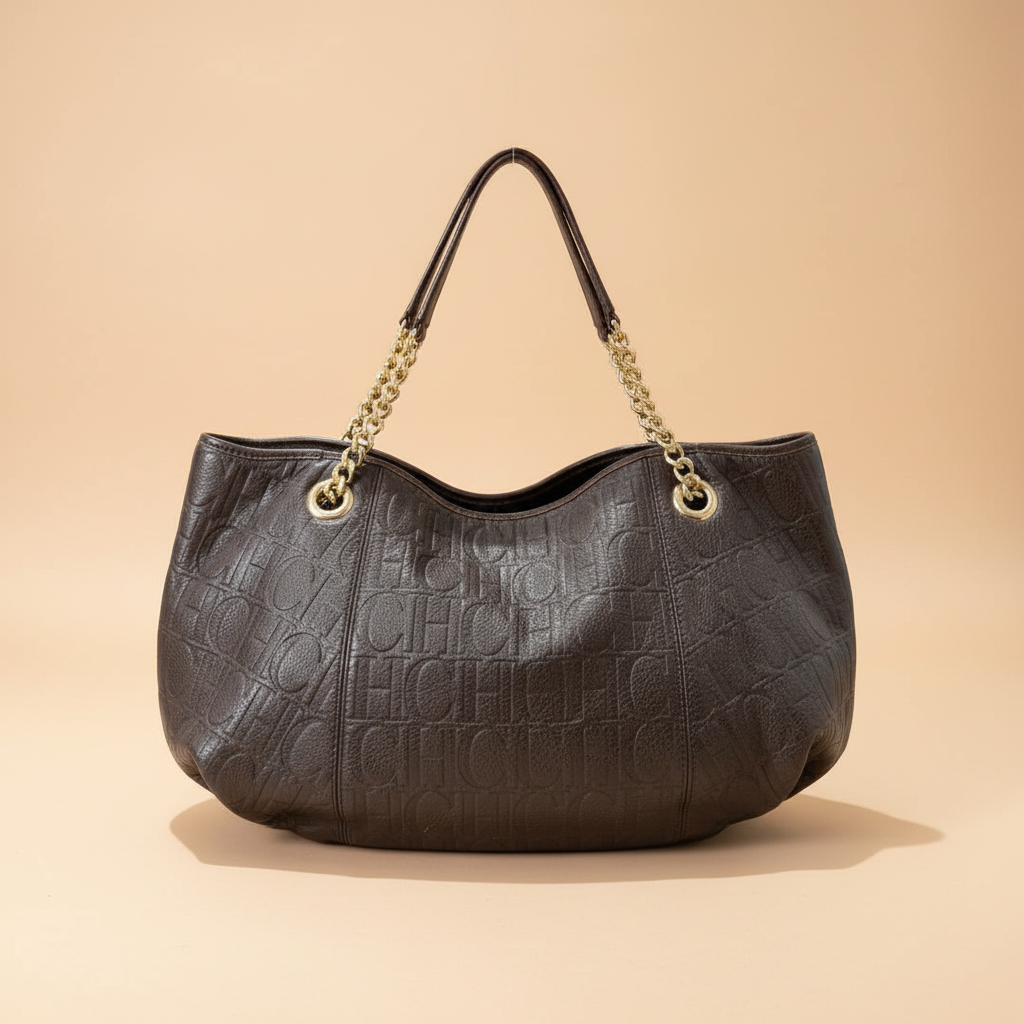 Carolina Herrera embossed leather tote