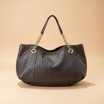 Carolina Herrera embossed leather tote